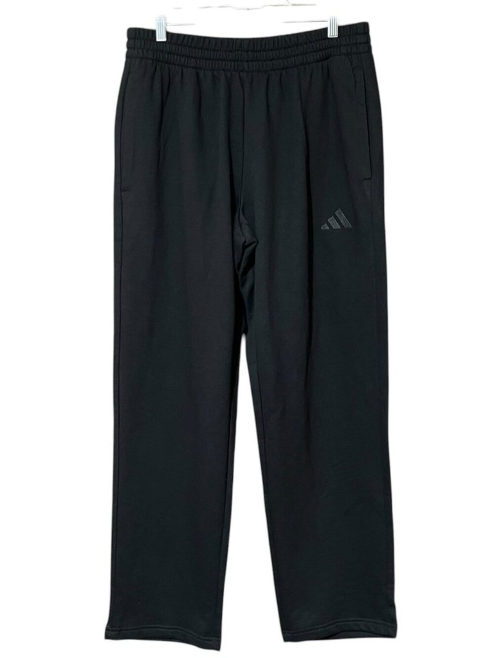 adidas Fleece Sweatpants Mens L Black Regular Fit Straight Leg Cotton Blend NWT